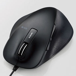 ELECOM 有線マウス 《EX-Gシリーズ》 BlueLED方式 Lサイズ 5ボタン ブラック